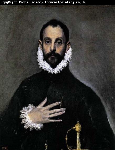 GRECO, El Nobleman with his Hand on his Chest